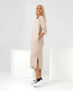 Smėlio spalvos trikotažinė suknelė - Image 2